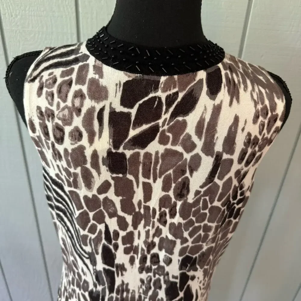 NWT Adrienne Vittadini Animal Print V Neck MIDI Dress ~ Medium
